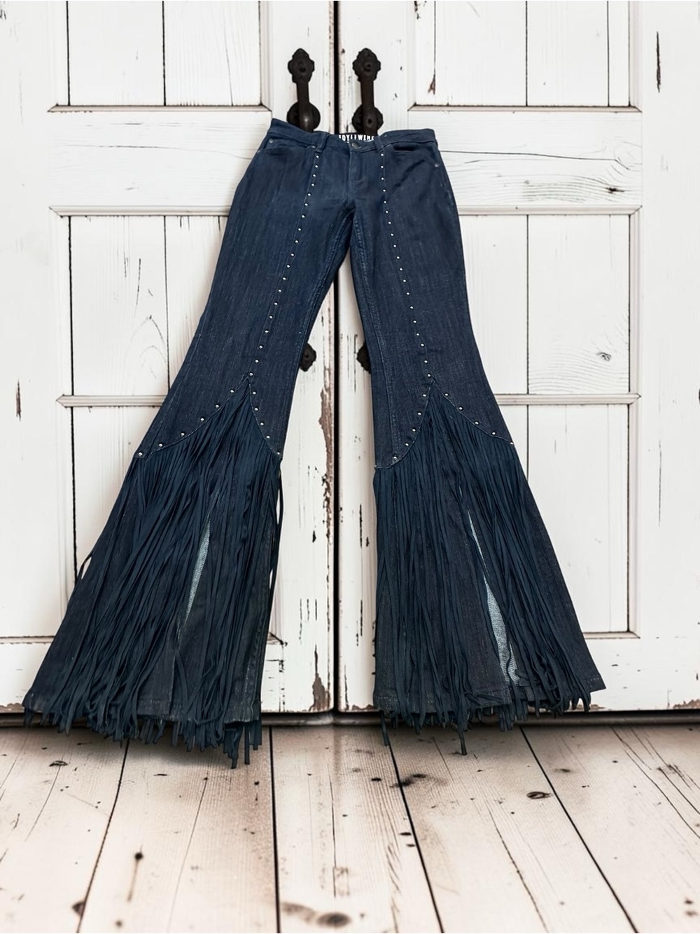 Idyllwind by Miranda Lambert High Rise Fringe/Embellished Jeans. Blue. Size: 8W